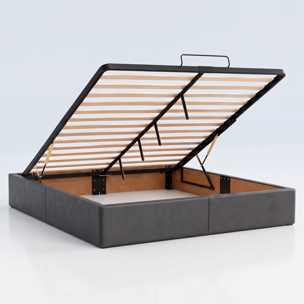Lit coffre simili cuir gris | Essenza