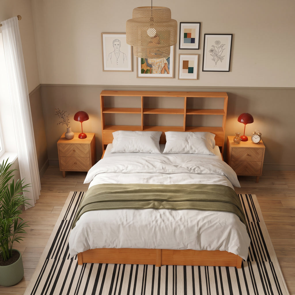 Lit en bois avec tête de rangement | Miele