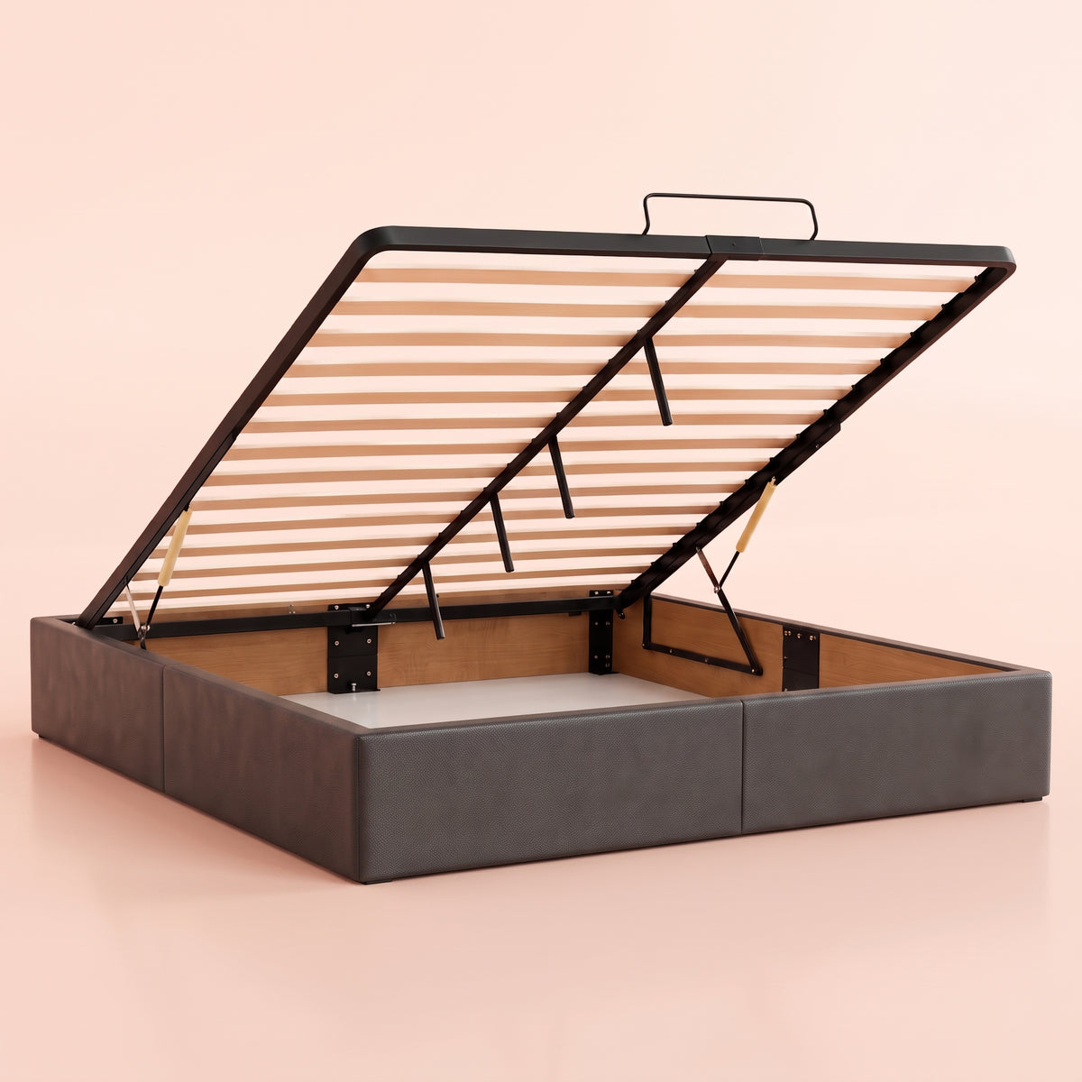 Lit coffre simili cuir gris | Essenza