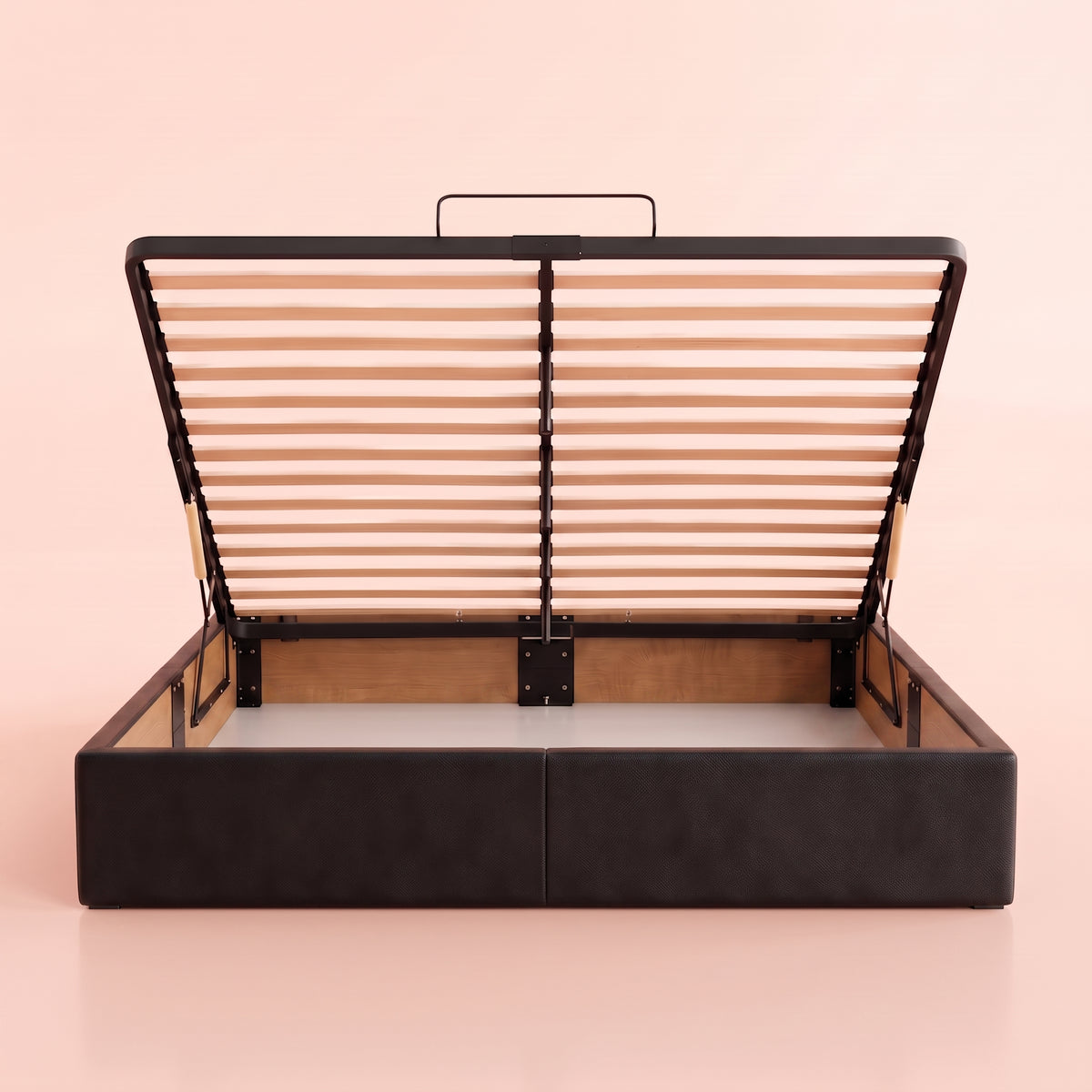 Lit coffre simili cuir noir | Essenza