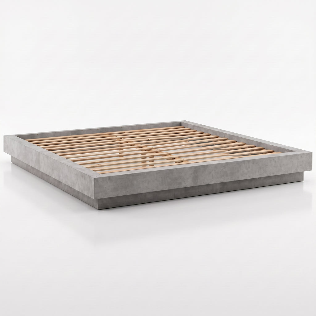Sommier à lattes en bois gris béton | Nuvolo