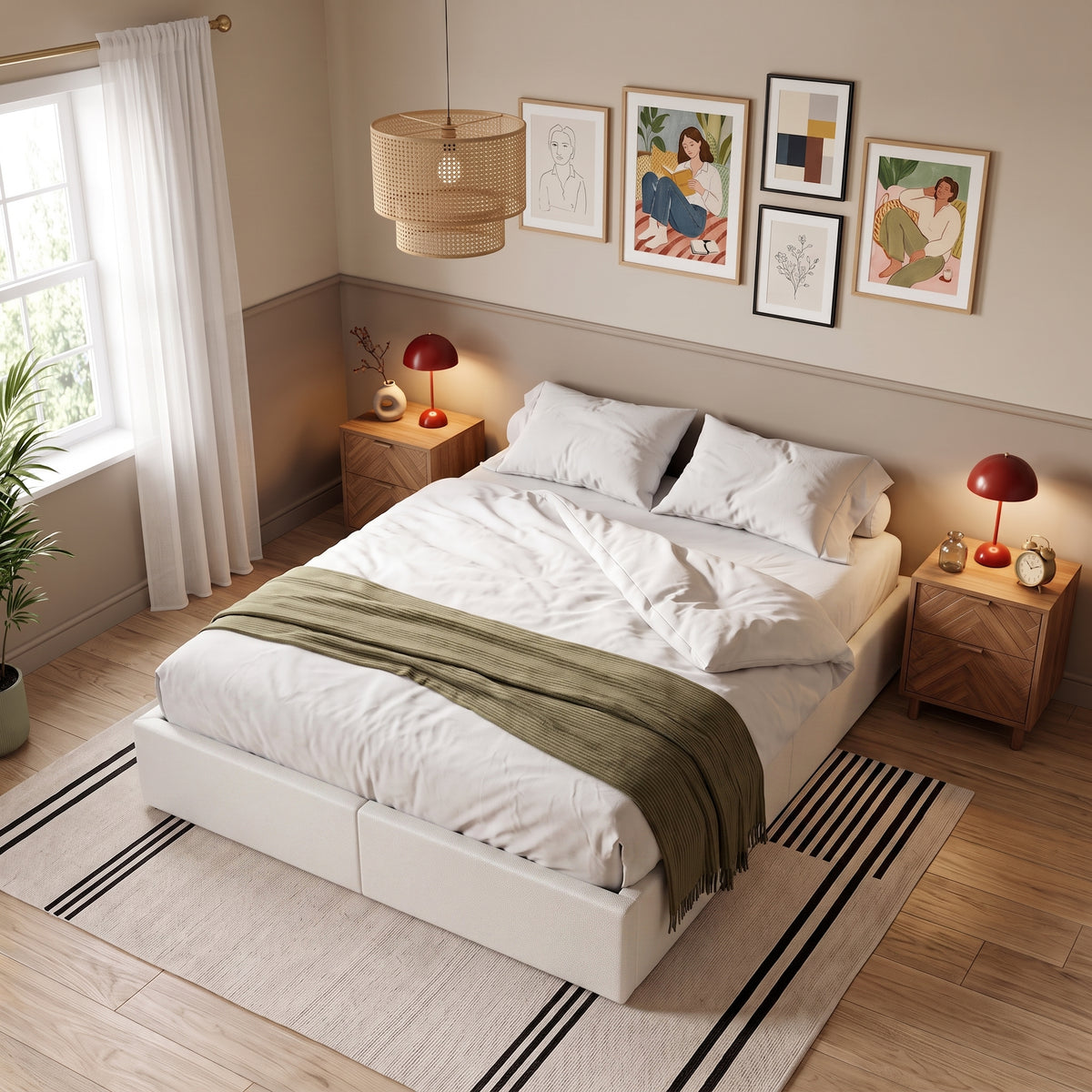 Lit coffre simili cuir blanc | Essenza