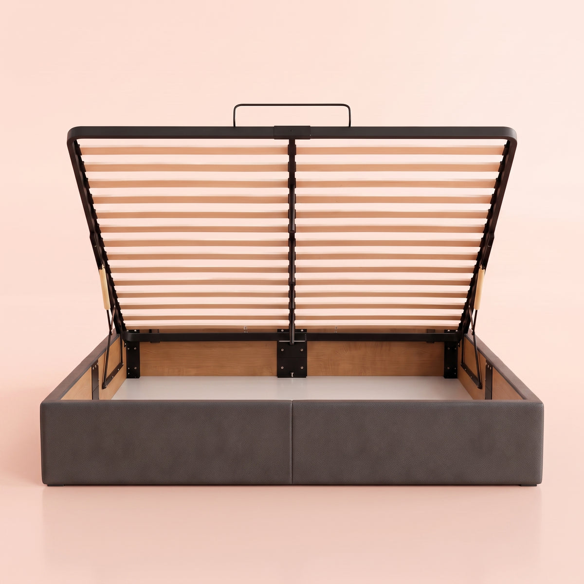 Lit coffre simili cuir gris | Essenza