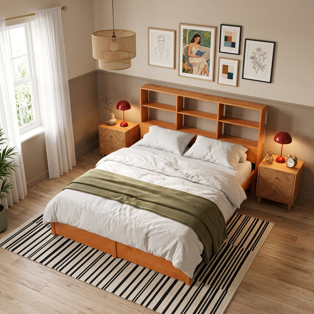 Lit en bois avec tête de rangement | Miele