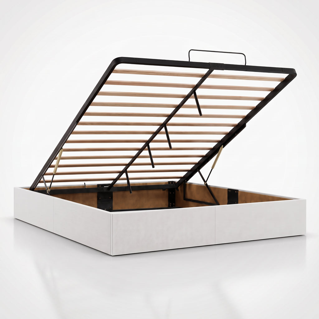 Lit coffre simili cuir blanc | Essenza