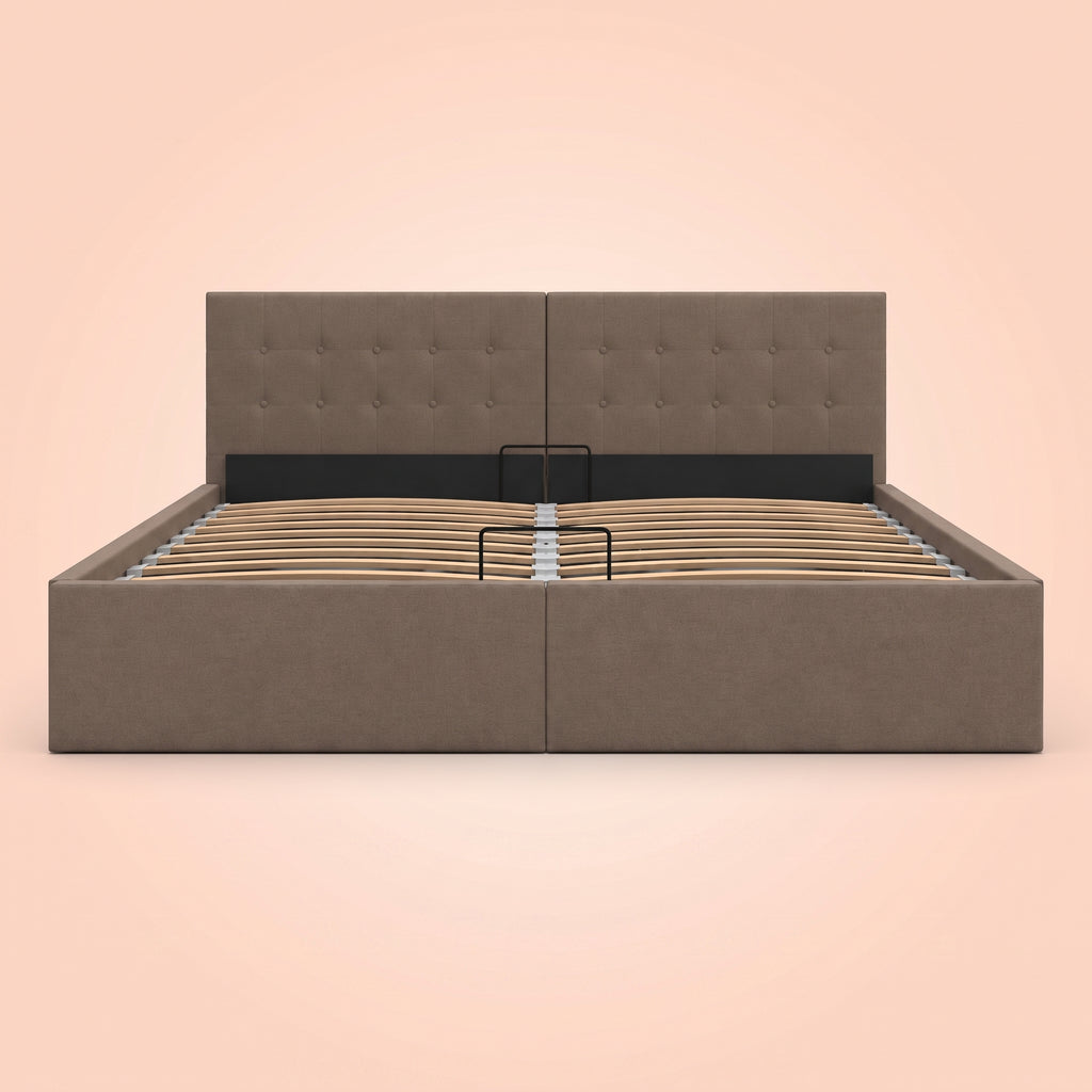 Lit coffre tapissier taupe | Scrigno