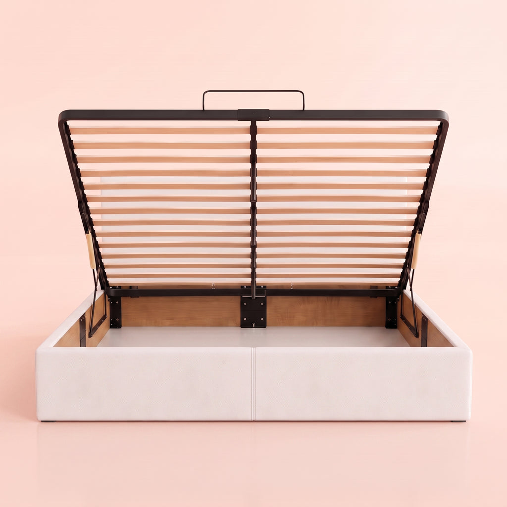Lit coffre simili cuir blanc | Essenza