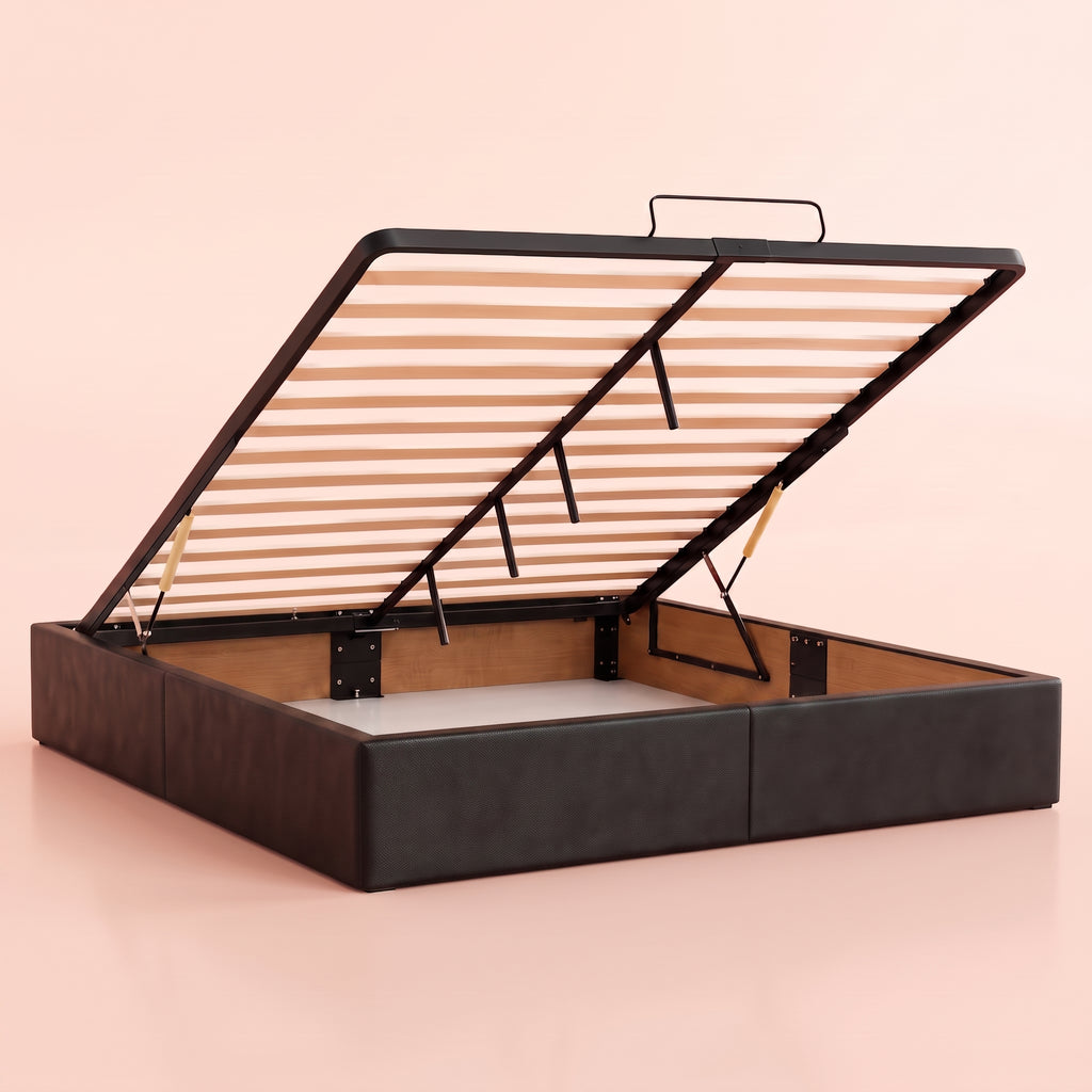 Lit coffre simili cuir noir | Essenza