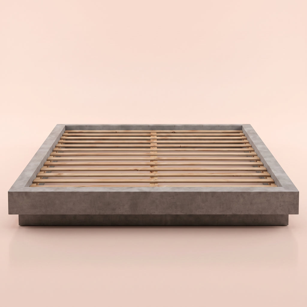 Sommier à lattes en bois gris béton | Nuvolo