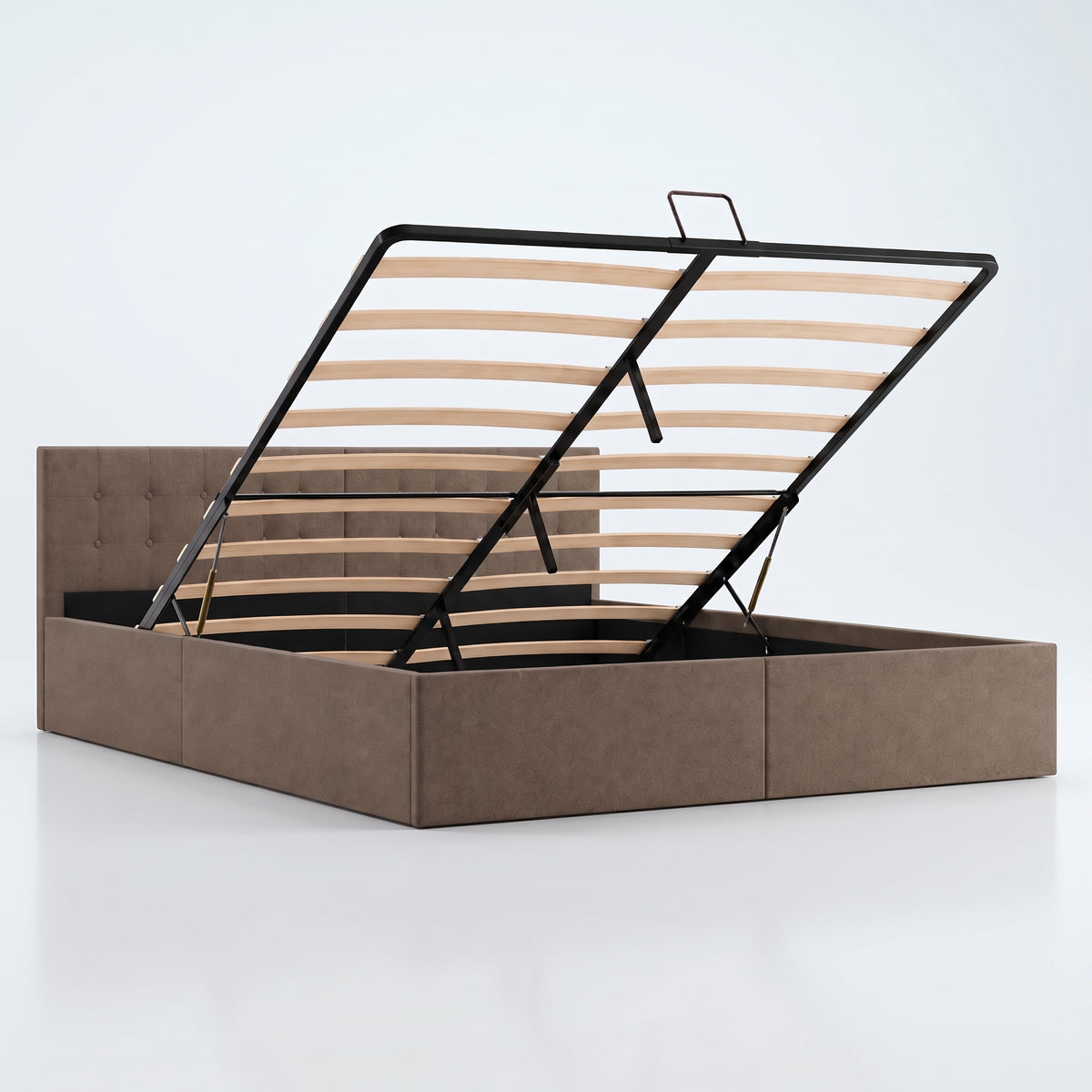 Lit coffre tapissier taupe | Scrigno