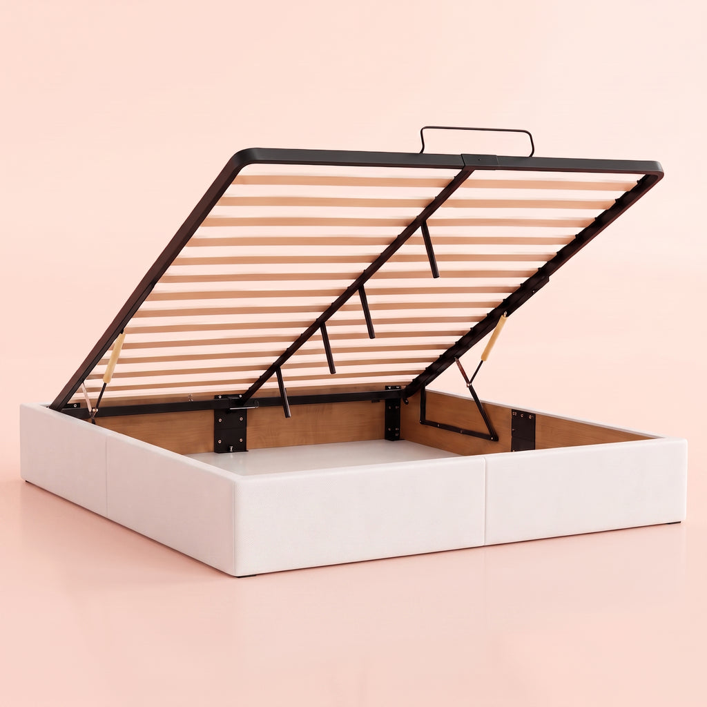 Lit coffre simili cuir blanc | Essenza