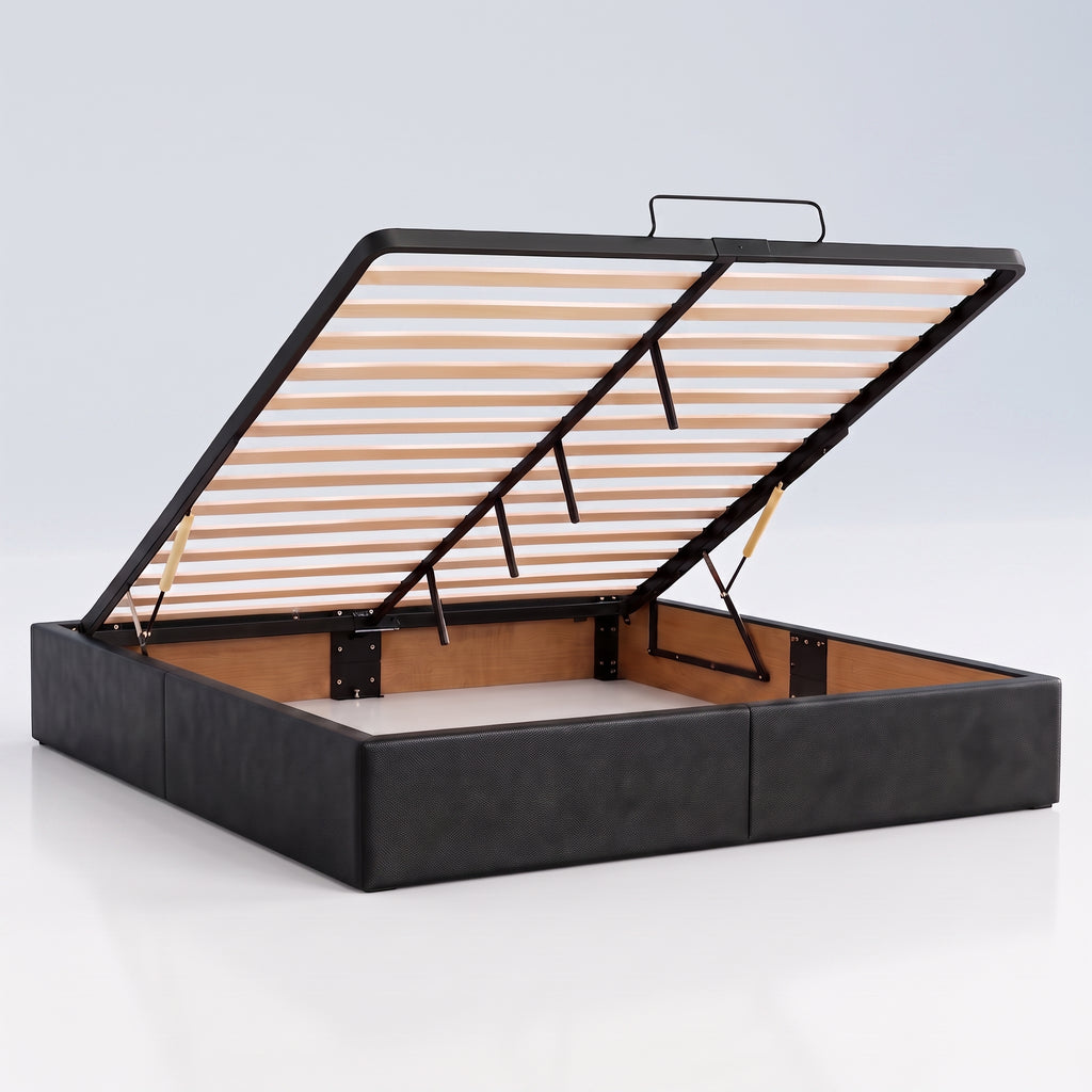 Lit coffre simili cuir noir | Essenza